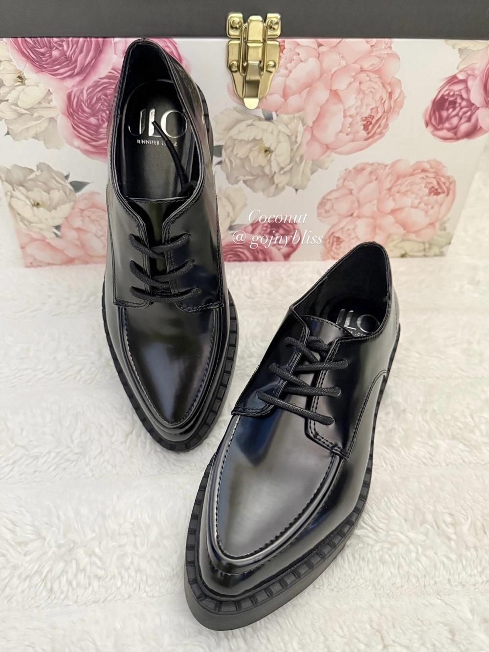 JLO Eline Blk Patent Platform Oxfords, Size 6M - 🏷️ Take 30% off (ends 5/31)